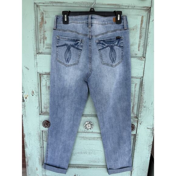 Seven7 Weekend Easy Fit Boyfriend Cuffed Distressed Women's Blue Jeans Waist 32” - Picture 4 of 8